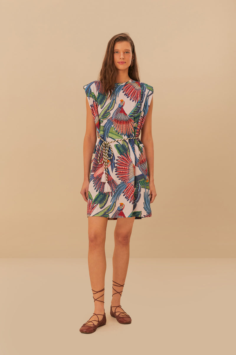 FARM Rio Pink Macaw Flight Mini T-Shirt Dress, Macaw Flight Pink / S