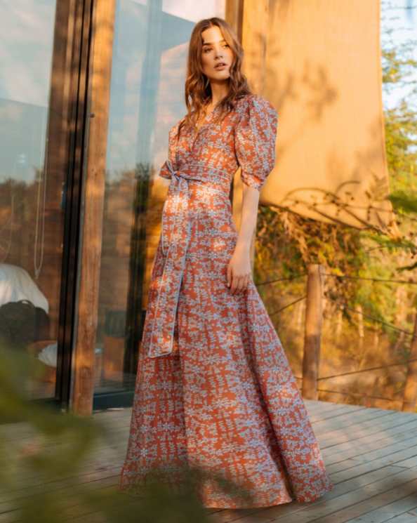 Terracotta Blues Dress XS
