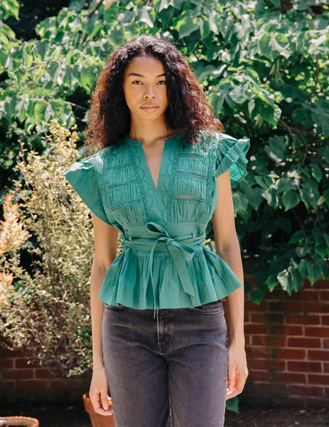The Madelyn Top in Forest Green