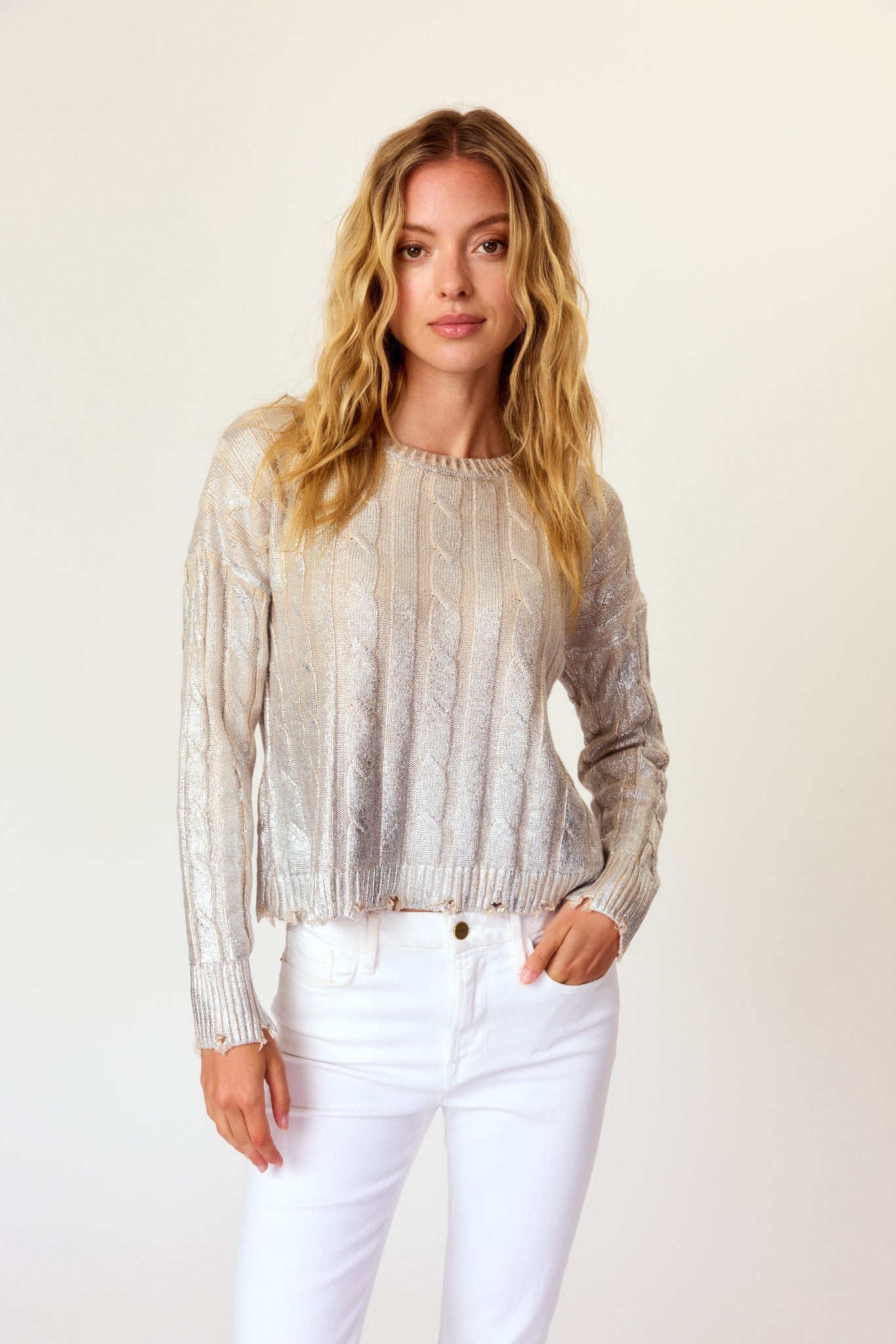 Cable Crew Sweater Mocha