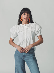 White Puff Sleeve Courtney Shirt
