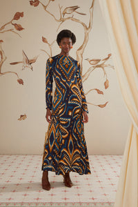 Farm Rio Pineapple Ikat Blue Maxi Dress Pineapple Ikat Blue / M