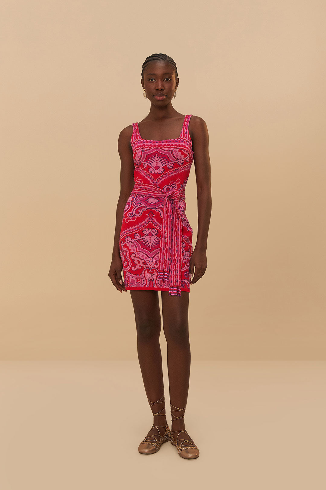 Paisley Scarf Knit Mini Dress