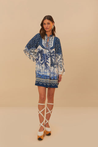 Palm Tree Beach Off White Mini Dress