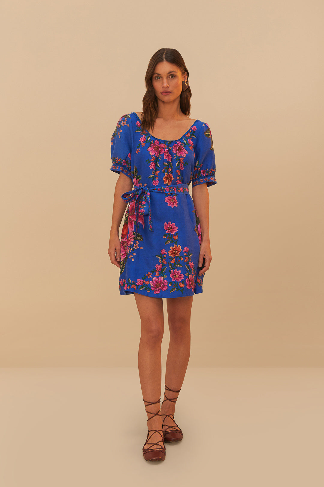 Summer Fruit Scarf Blue Dress