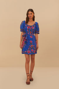 Summer Fruit Scarf Blue Dress
