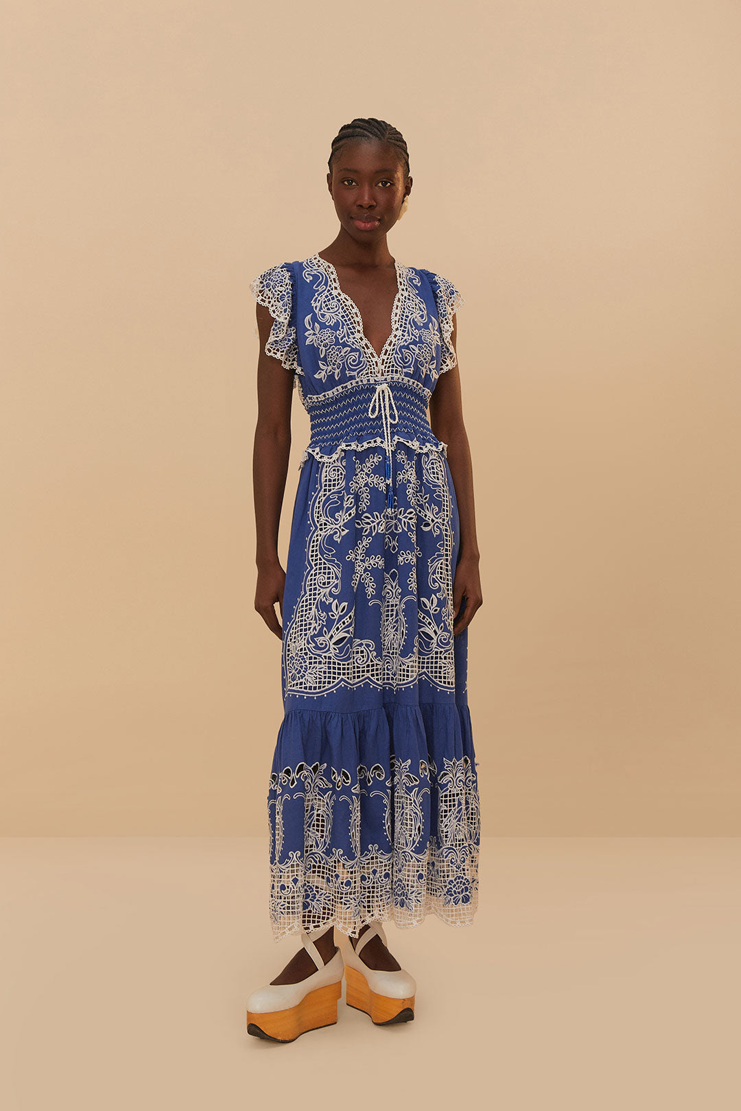 Romantic Richelieu BlueMaxi Dress