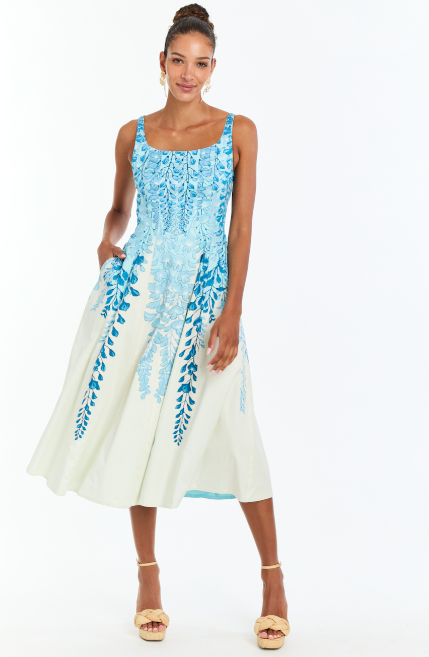Blue Floral Midi Dress. - MESTIZA One Accord Sumter Blue Floral Midi Dress. - MESTIZA One Accord Sumter