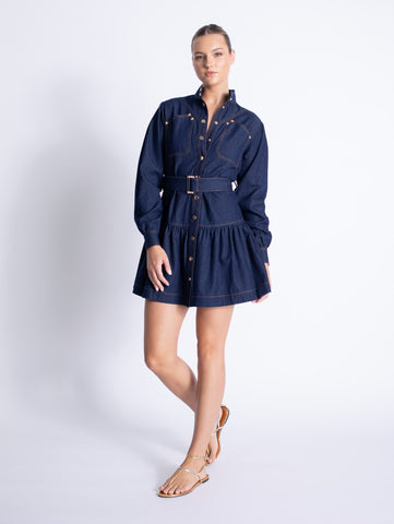 Denim Mini Dress- Jean Blue- Karina Grimaldi