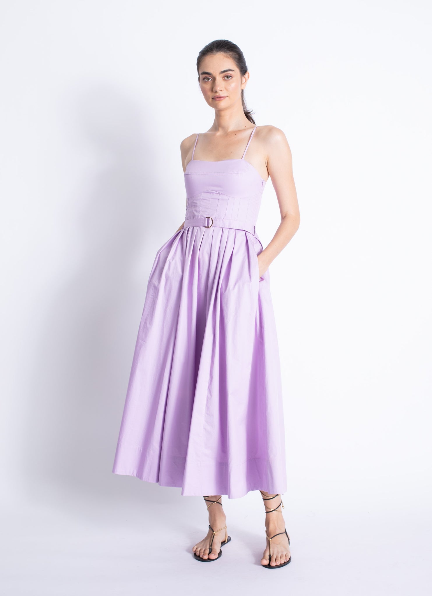Diana Solid Dress-Lavender