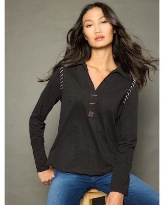 Whipster Black Long Sleeve Top
