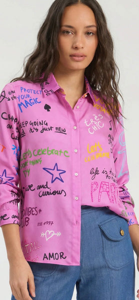 Ferris Wheel Pink Silk Shirt