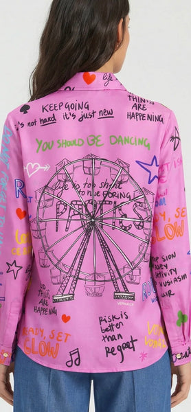 Ferris Wheel Pink Silk Shirt
