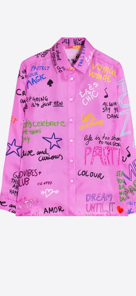 Ferris Wheel Pink Silk Shirt