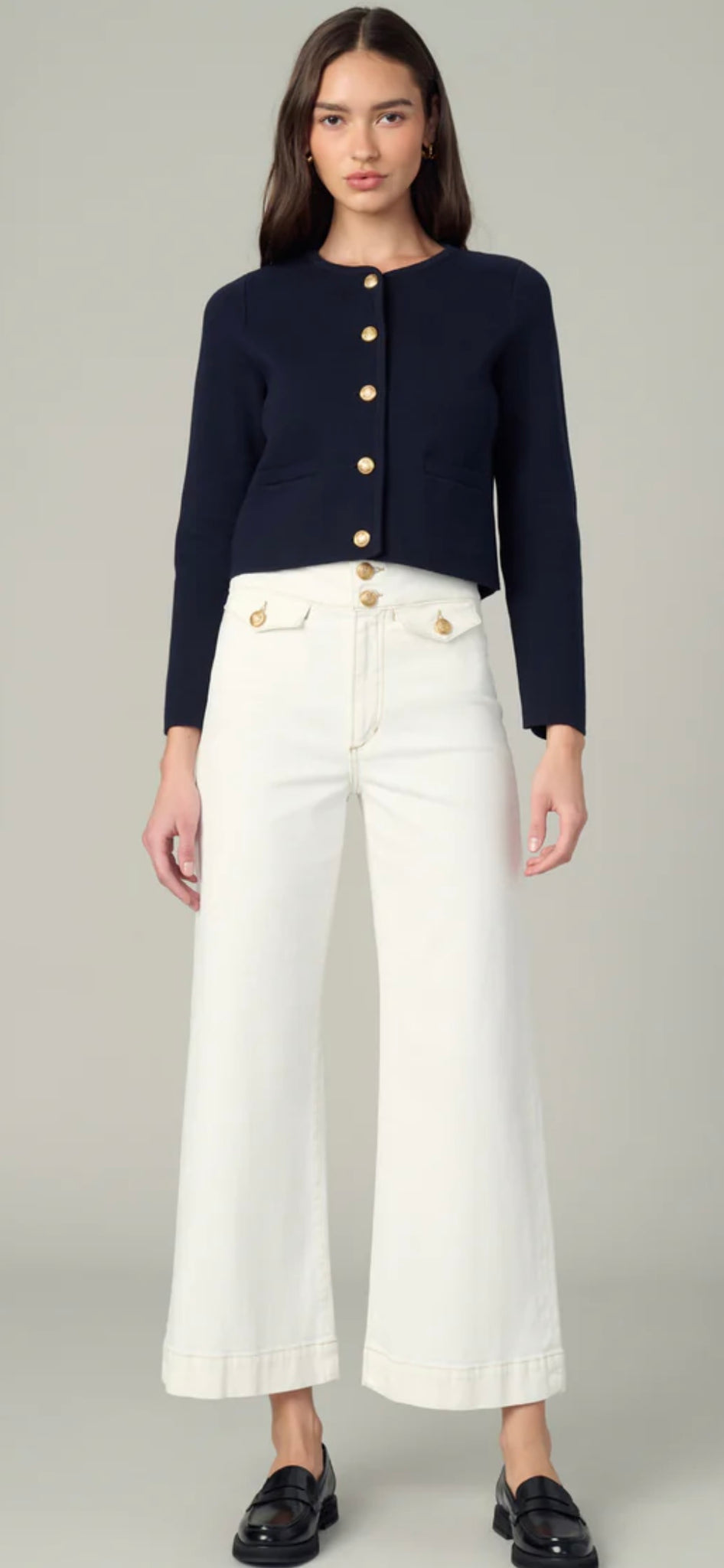 Ella Wide Leg Ankle Jean-Milk