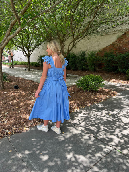 Flutter Neckline Cotton Dress
