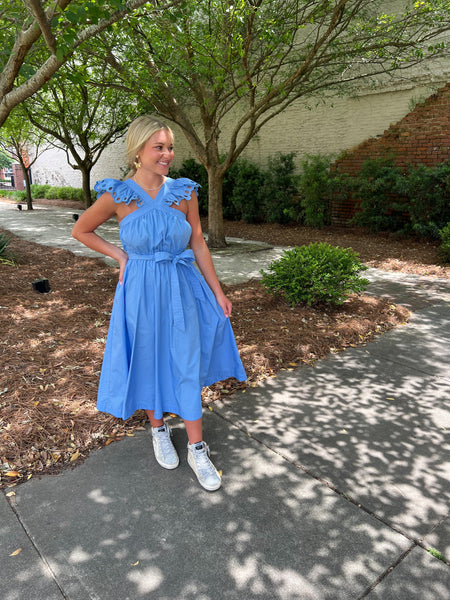 Flutter Neckline Cotton Dress