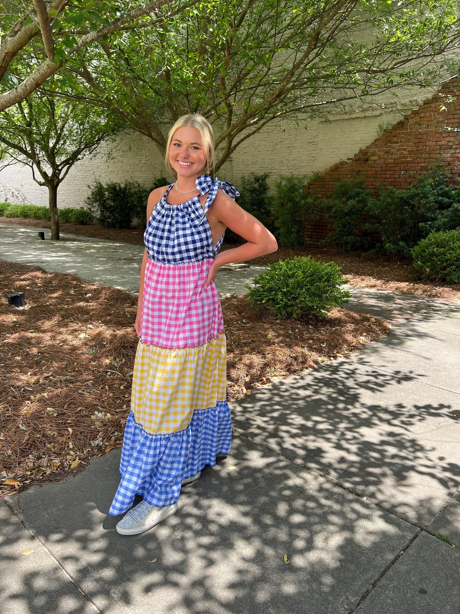 Cutest summer gingham maxi dress by Vilagallo.