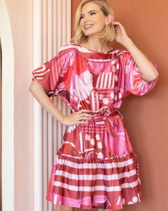 Abstract floral mini dress by Eva Franco.