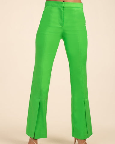 Green dress pant with front slit by Trina Turk.