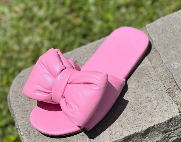 Patti Pink Bow Slides