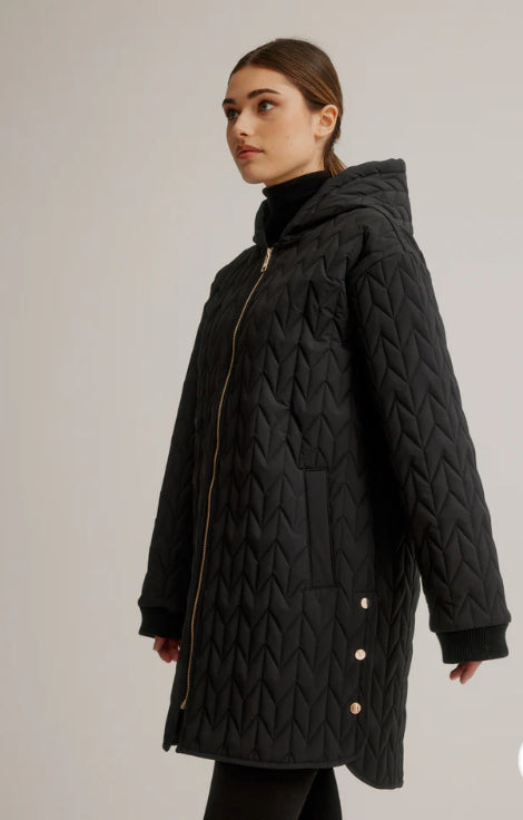 Nikki Jones Quilted Stretch Coat-Black
