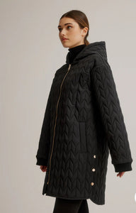 Nikki Jones Quilted Stretch Coat-Black