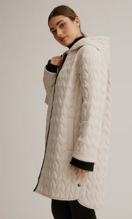 Nikki Jones Quilted Stretch Coat-Oyster Bay