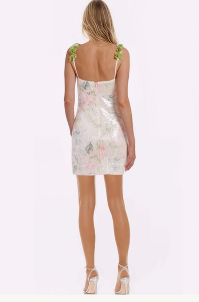 Ivory Floral Multi Dress with Rosette Strap