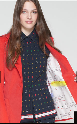 VILAGALLO  Red Corduroy Blazer.