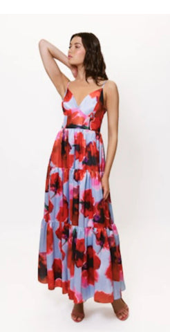 Russo Maxi Dress Peri/Red Blot Floral-HUTCH