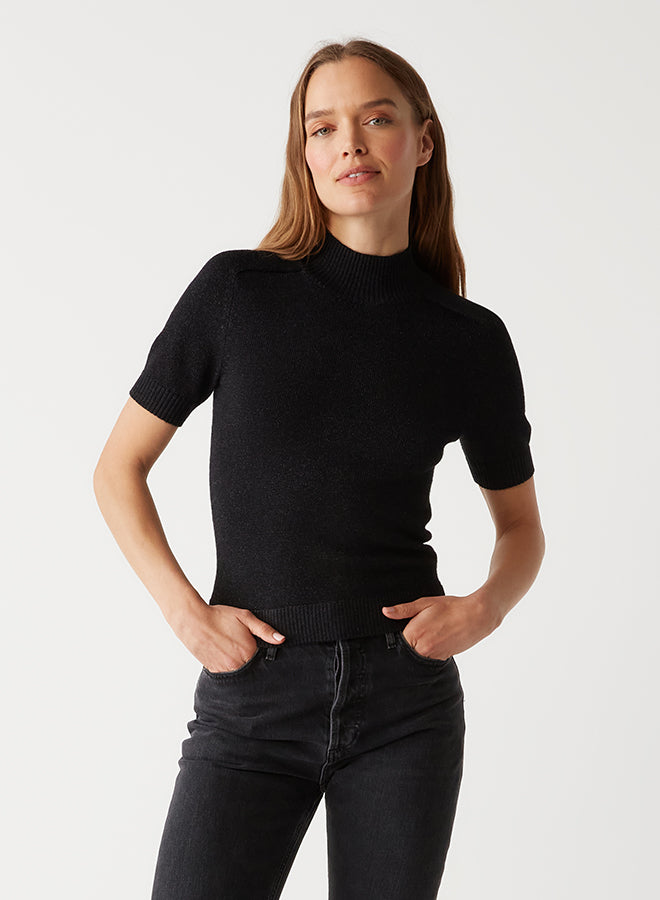 Champagne Sabel Mock Neck Top