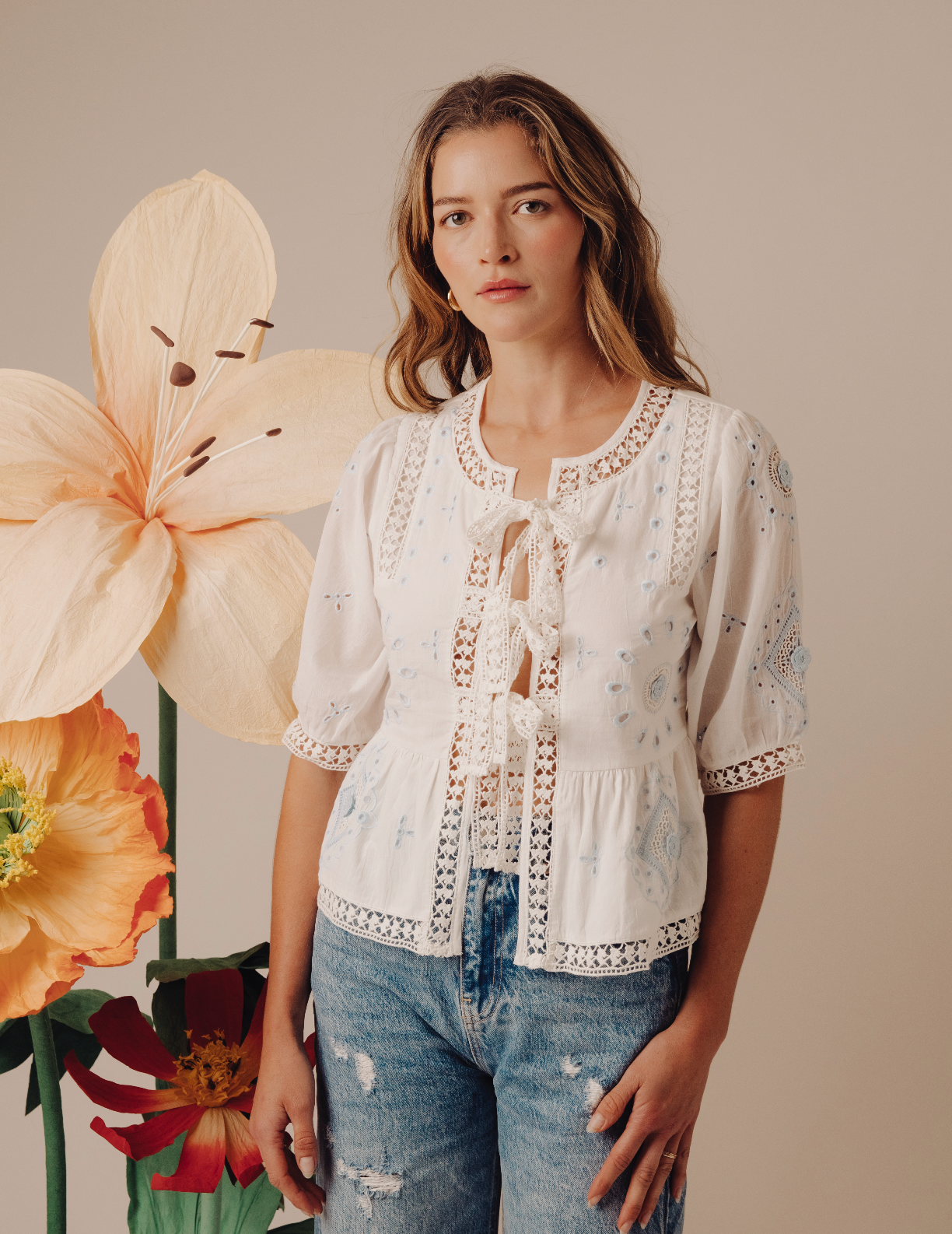 Forget Me Knot Embroidery Top