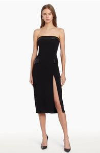 Strapless Midi Cassia Dress in Black Leather | S | Amanda Uprichard Strapless Midi Cassia Dress in Black Leather | S | Amanda Uprichard