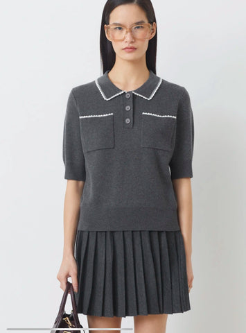 Polka Short Sleeve Sweater