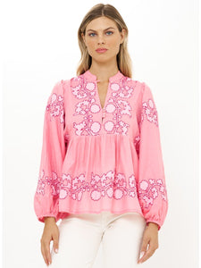Mandarin Balloon Top - Tangler Pink