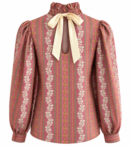PINTUCKED BLOUSE MAUVE FLORAL