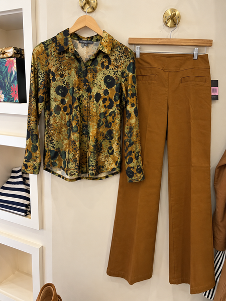 ABSTRACT ANIMAL PRINT BUTTON FRONT SHIRT