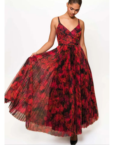 Joanna Dress- Belted Tulle Maxi Dress - HUTCH.