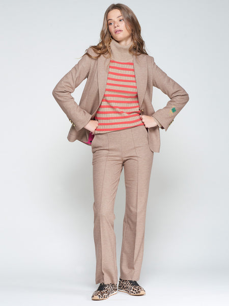 Beige Straight Trousers- Vilagallo
