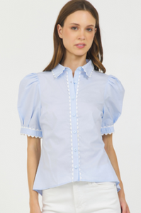 Blue and White Ricrac Top