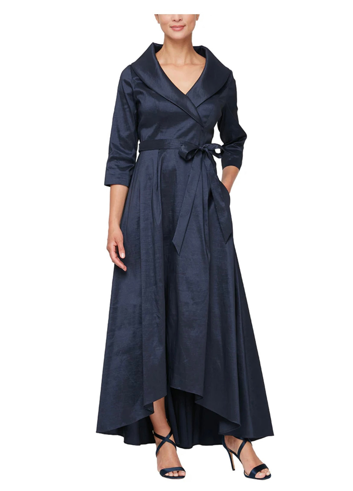 Portrait Collar Taffeta Dress