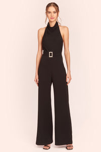Black  halter neck jumpsuit by Amanda Uprichard.