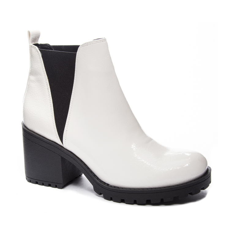 Lisbon white patent boot