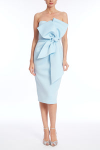 Formal strapless dress with fabulous statement bow. Scuba material. Badgley Mischka