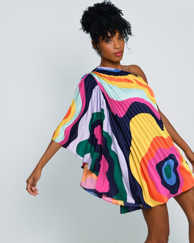 Drape one shoulder pleated dress by Hutch.