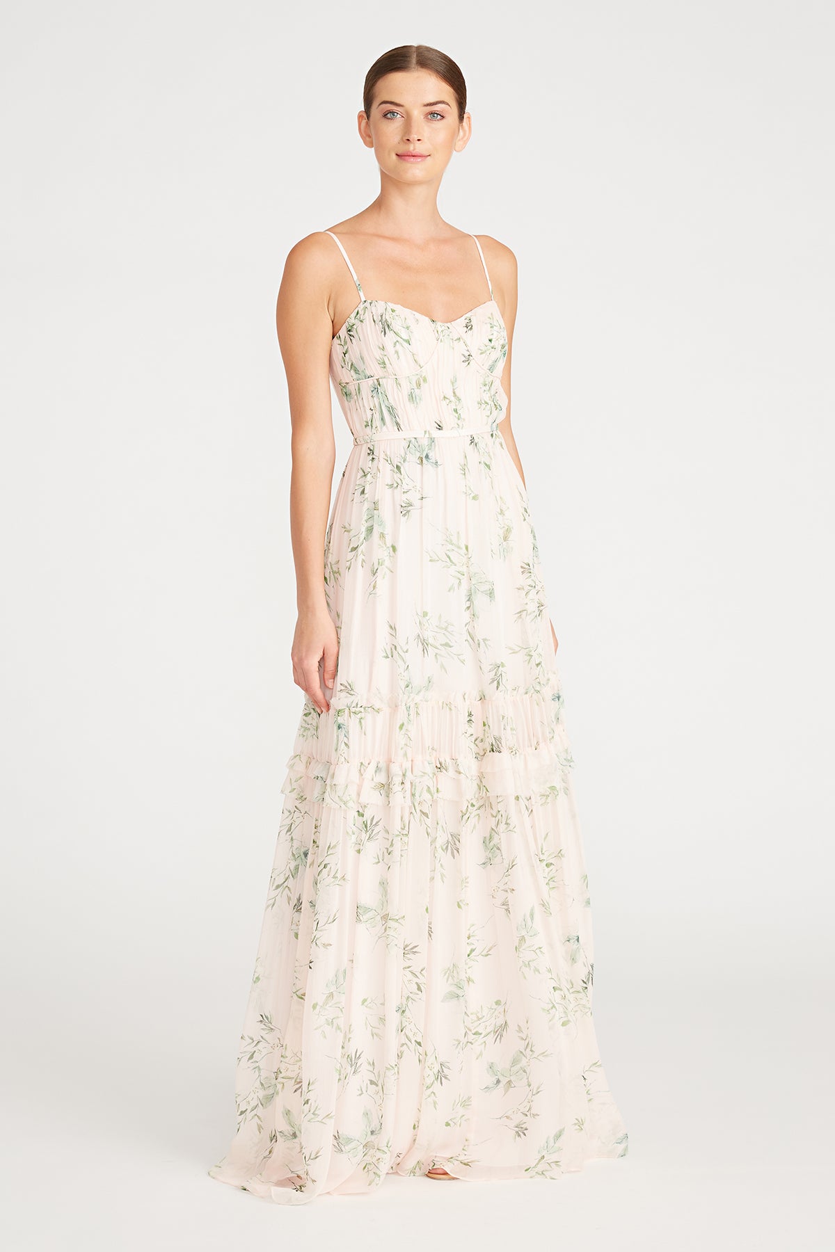 Chiffon maxi dress by Monique Lhuillier.