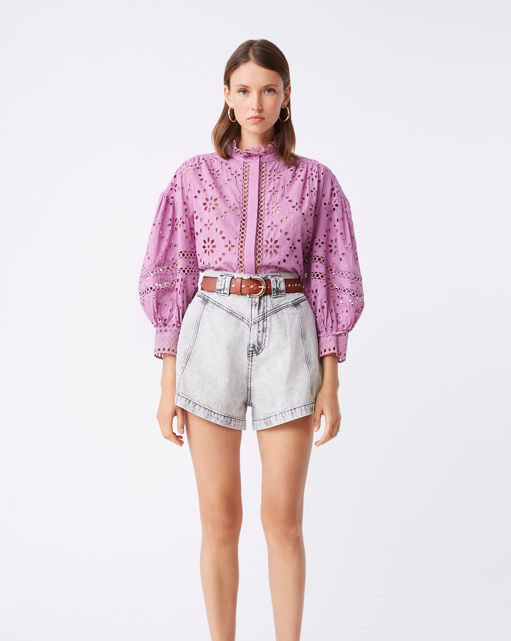 Purple Eyelet Top by Suncoo.